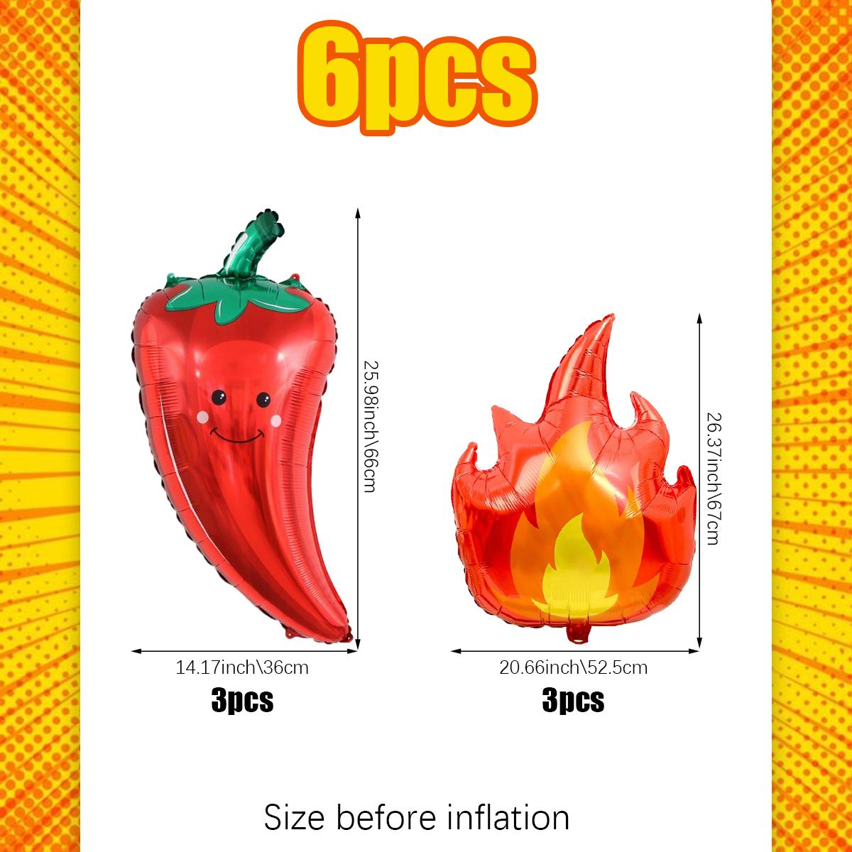 

6pcs Chili Flame Aluminum Foil Balloons Cooking Competition Party Decorations, Flame Shape Balloons, Chili Balloons Other