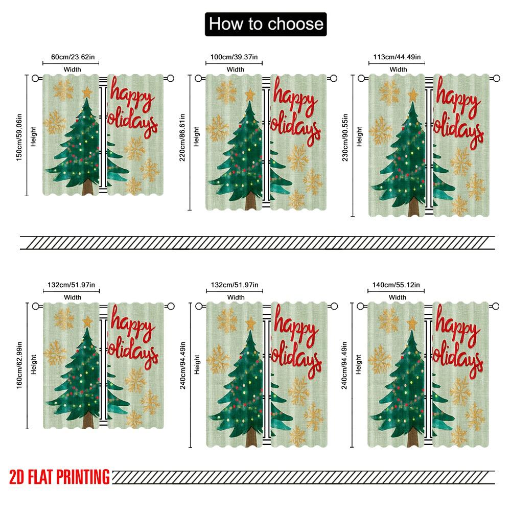 2pcs,2D plane printing Curtains Buffalo Plaid and Tree Versatile Fabric (without rod) Decorations Outdoor Perfect for Bedroom,