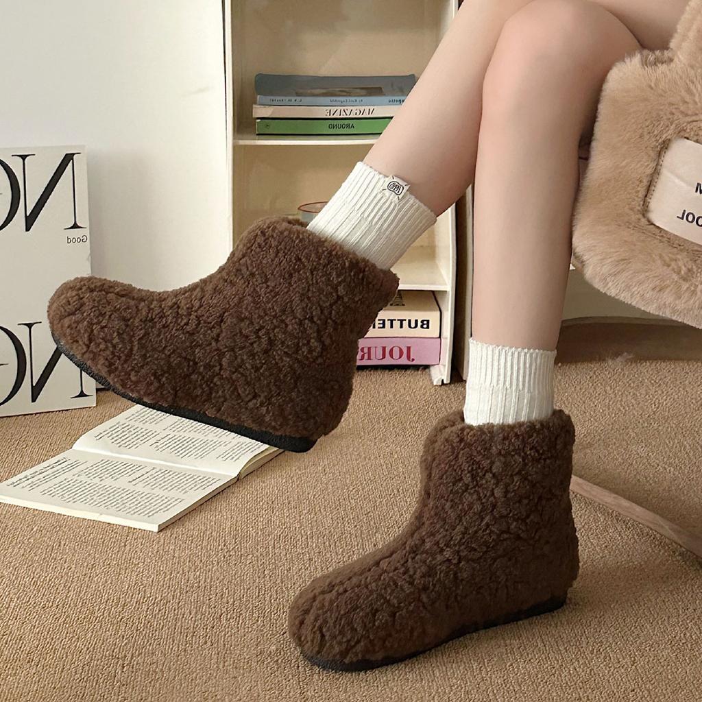 Fashion Retro Flat Snow Boots Women's 2025 New Winter Padded Warm Soft Bottom Cotton Shoes for Women Casual Solid Slip On Fluffy Booties