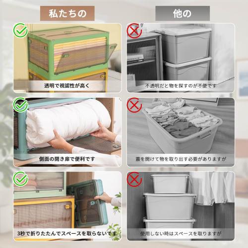 JPSunBloom Foldable, Stackable Storage Box with Lid, Casters, and All-Direction Access, Large Capacity, Three-Tier Storage Box for Cars, Clothes, Bedd