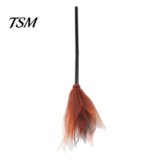 Decorative Witch Broom Halloween Prop, Detachable Mesh Wizard Broomstick for Magic Cosplay Costume Party Stage Performance, Haunted House Decoration