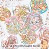 50 in 1 Miniature Scene Landscape Stickers DIY Cartoon 3D House Stickers Scene Collection PET Visual Stacking