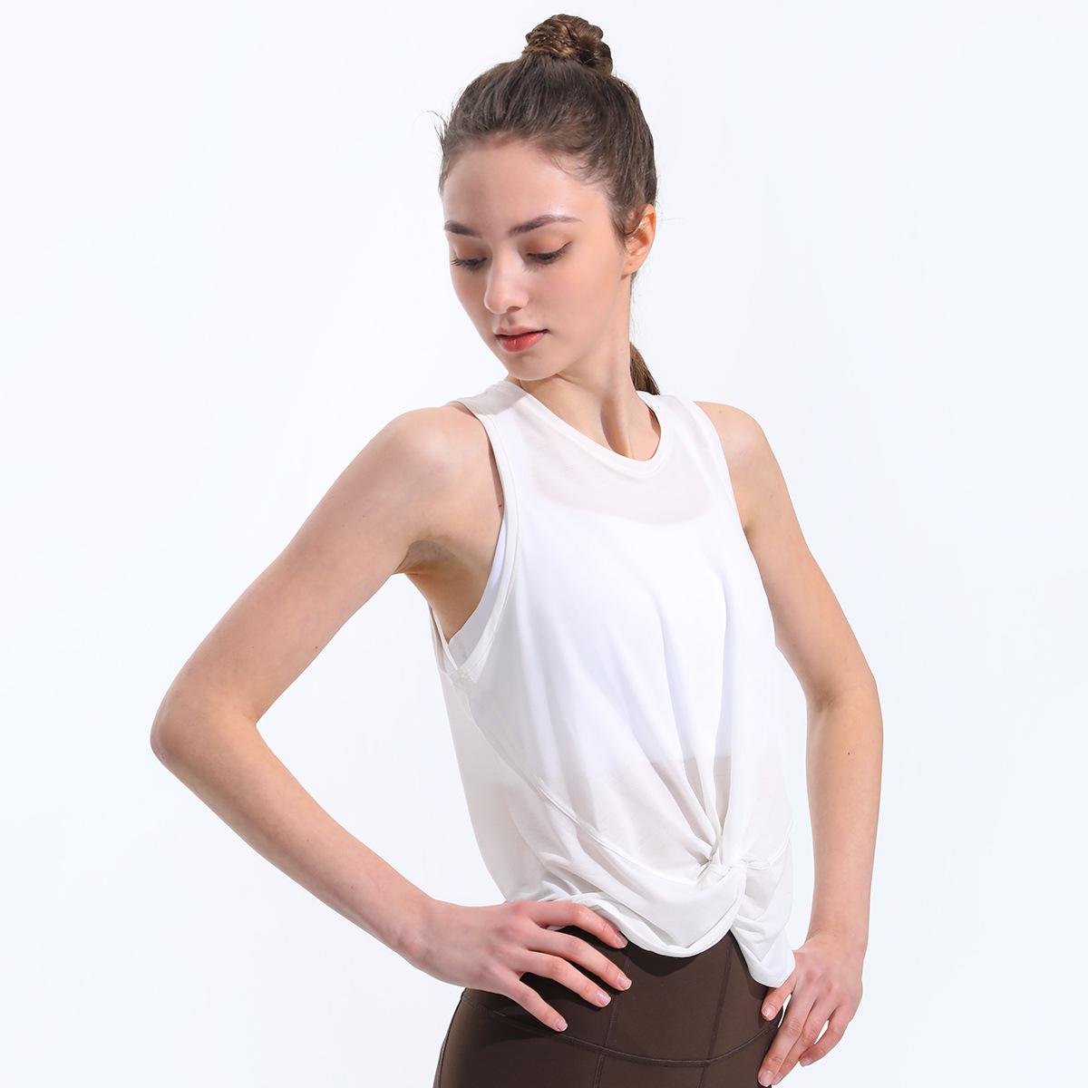 

Женский летний сетчатый топ без рукавов для йоги и бега - Быстросохнущий, Дышащий, Свободного кроя Small