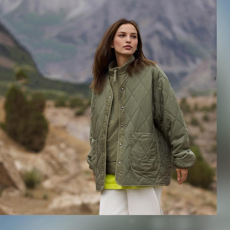 Li Ning CF Pure Color Single-Breasted Long Sleeve Cotton Jacket Unisex jackets Muddy-Olive AJMT243-2