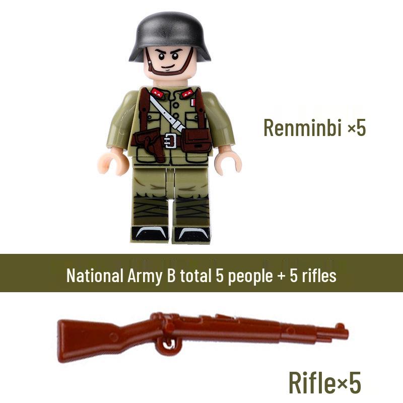 Compatible Lego WWII Military Minifigures: US Army Soldiers with Weapons - Educational Assembly Toys for Boys
