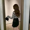 Women's Spring Korean-style Short Striped Sun Protection Knit Top Cover-up Blouse