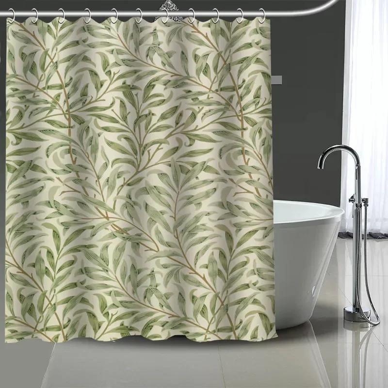 William Morris Art Custom Pattern Polyester Bath Curtain 180X180Cm Shower Curtains Diy Bath Screen Printed Curtain For Bathroom