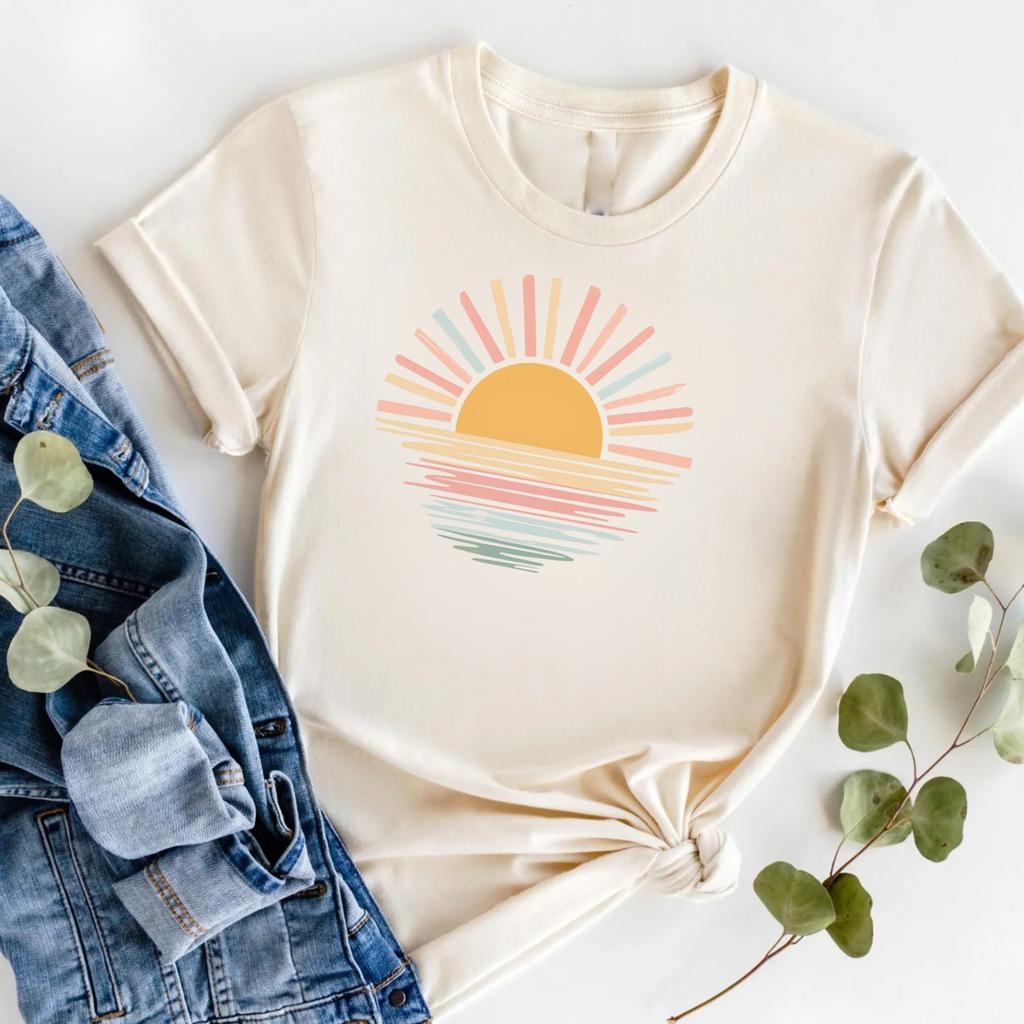Nature Graphic TShirt Sunrise Ocean Horizon Summer Vibe Novelty Gift TTop