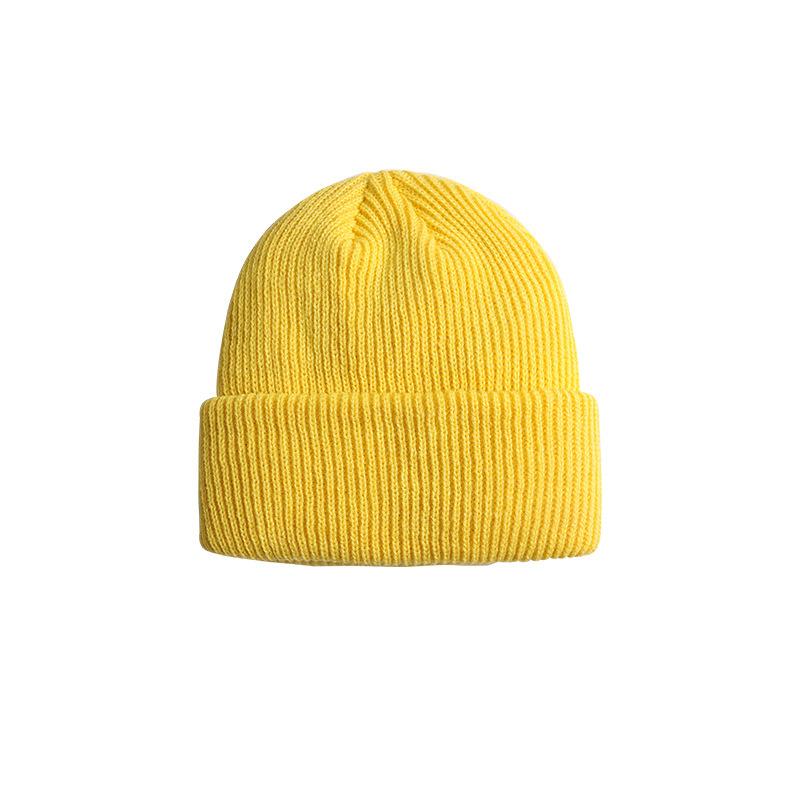 Hat Knitted Hat Women's New Curled Solid Color Cold Hat Autumn and Winter Ear Protection Warm Knitted Hat Casual Pullover Hat