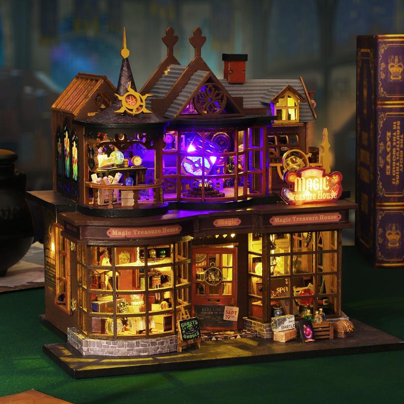 DIY Wooden Magic House Casa Doll Houses Miniature Building Kit Dollhouse with Furniture Led Lights Birthday Gifts