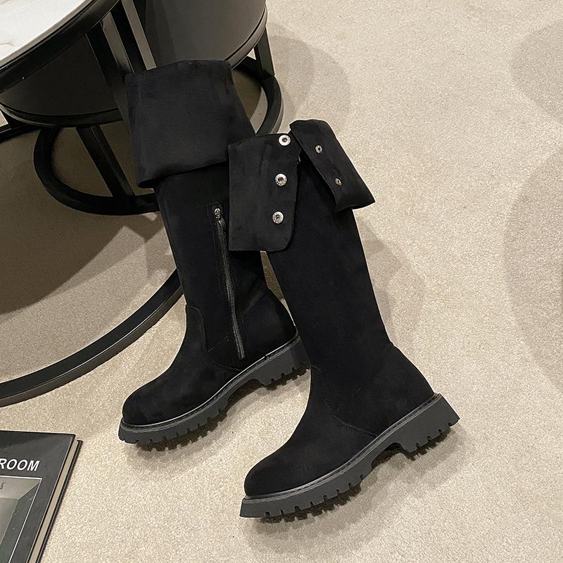 Female Chelsea Over The Knee Boots 2025 Winter Trend Shoes Women Side Zipper Boots Keep Warm Retro Two Wear Lady Long Boots