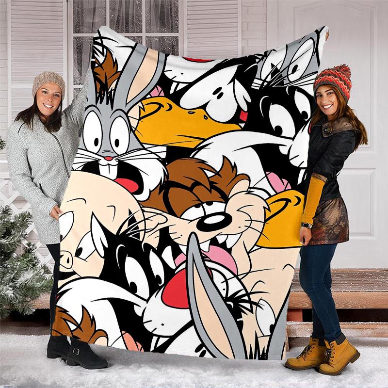 Looney Tunes Theme Printed Blanket - Perfect for Couch, Bed, Travel & Outdoor Use | Machine Washable, Cozy & Durable.