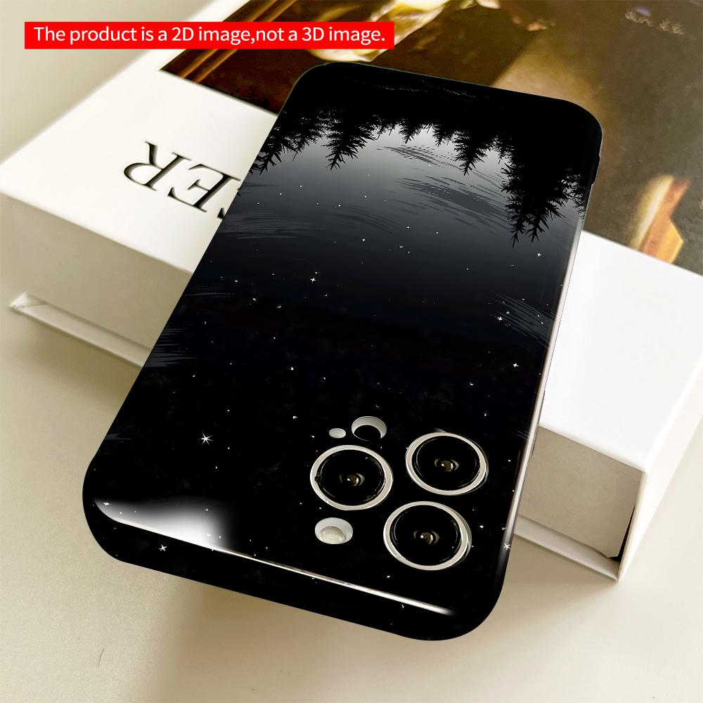 Starry Night Moon Forest Silhouette All Inclusive Film Hard Phone Case, Compatible with iPhone 18 Pro Max 17 16 15 14 13 12 11
