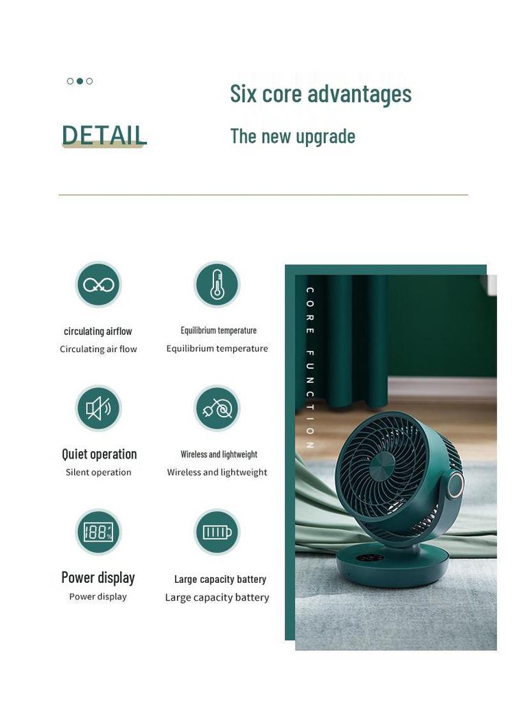 New Mini Oscillating Desk Fan: USB Rechargeable with Remote Control