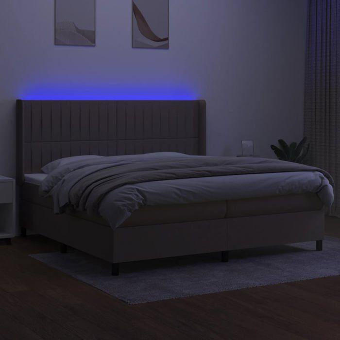 VidaXL Sommier à Lattes de Lit avec Matelas et LED, Lit Rembourré avec Tête de Lit, Lit Double, Lit Adulte de Chambre, 3138505