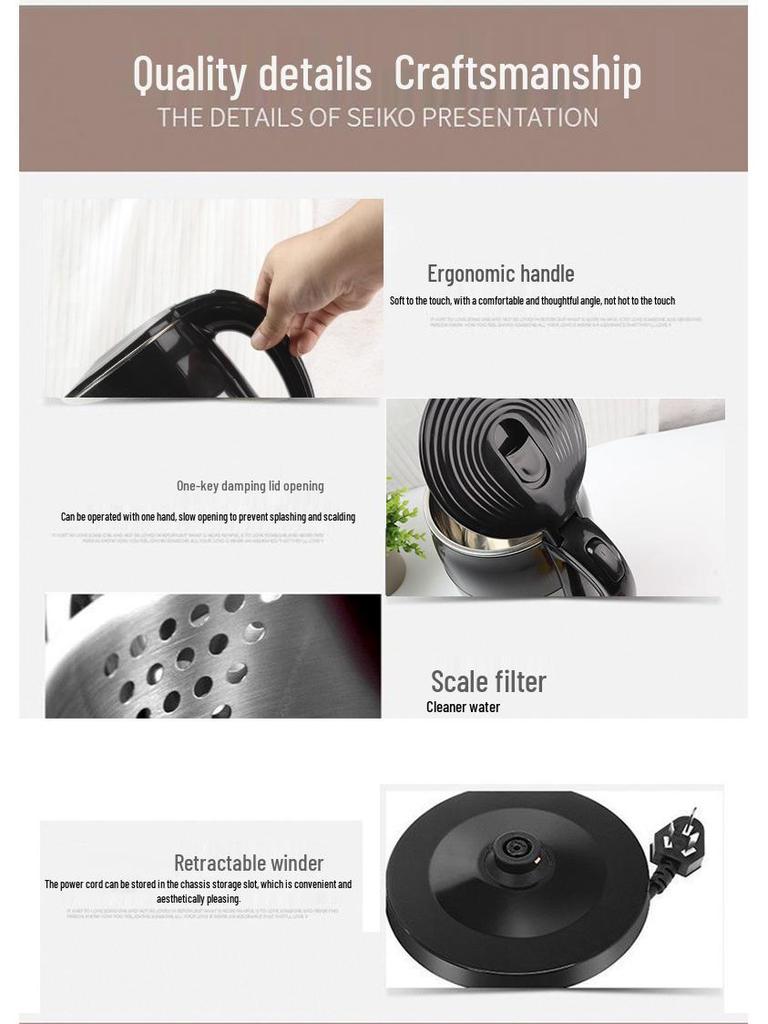 Wanlida Edelstahl Wasserkocher: Kompakter Haushaltsgerät mit Warmhaltefunktion.