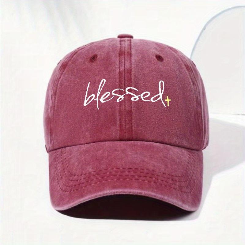 Blessed Embroidered Washed Baseball Cap  Adjustable Dad Hat with Curved Brim for Fishing Outdoor Activities  Casual Wear