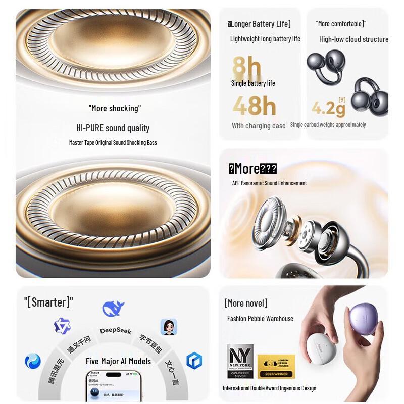 Saina S7S AI Open-Ear Noise Cancelling Bluetooth Headset