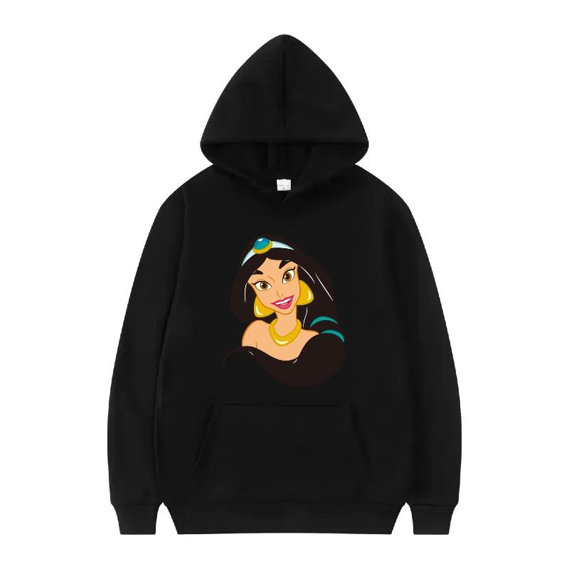 Disney Princess Pattern Woman Fashion Sporty Loose Black Spring Tops Clothes Pullovers Ladies Cheap Y2k Hoodies Men Sweatshirts