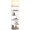 Floor Lamp with Shelves, 3000K-6500K, Remote Control, E27 Bulb, Natural