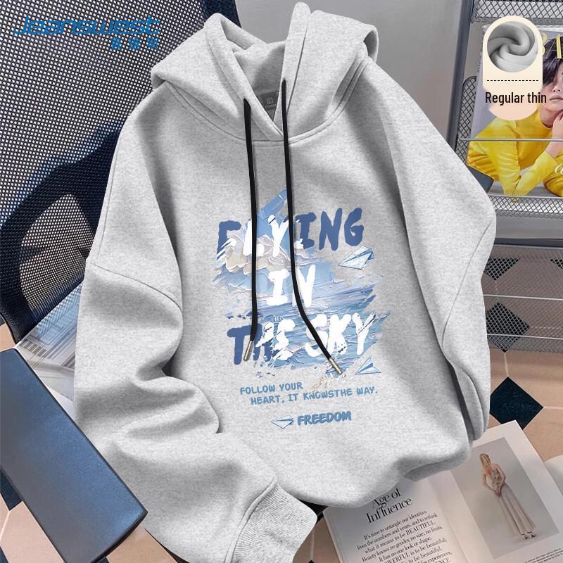 

Jeanswest Men s Loose Fit Printed Heavyweight Hooded Sweatshirt M