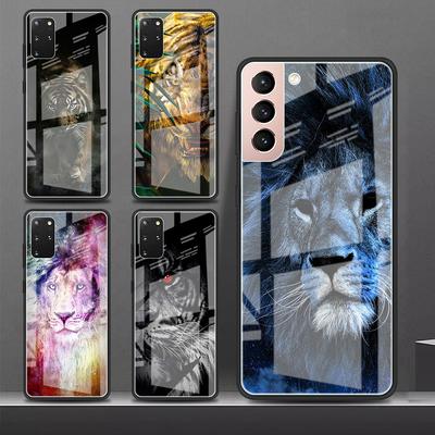 Glass Case for Samsung Galaxy S20 FE S21 Ultra S10 Plus S9 Note 10 Lite S8 20 9 S10e Shockproof Phone Cover Lion Alpha Tiger Sac