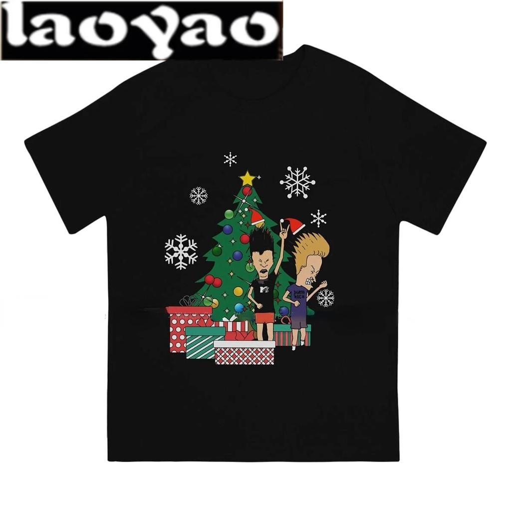 Beavis and Butthead BB Newest TShirt for Unisex Around The Christmas Tree Round Collar Basic Distinctive Birthday Gift Tops
