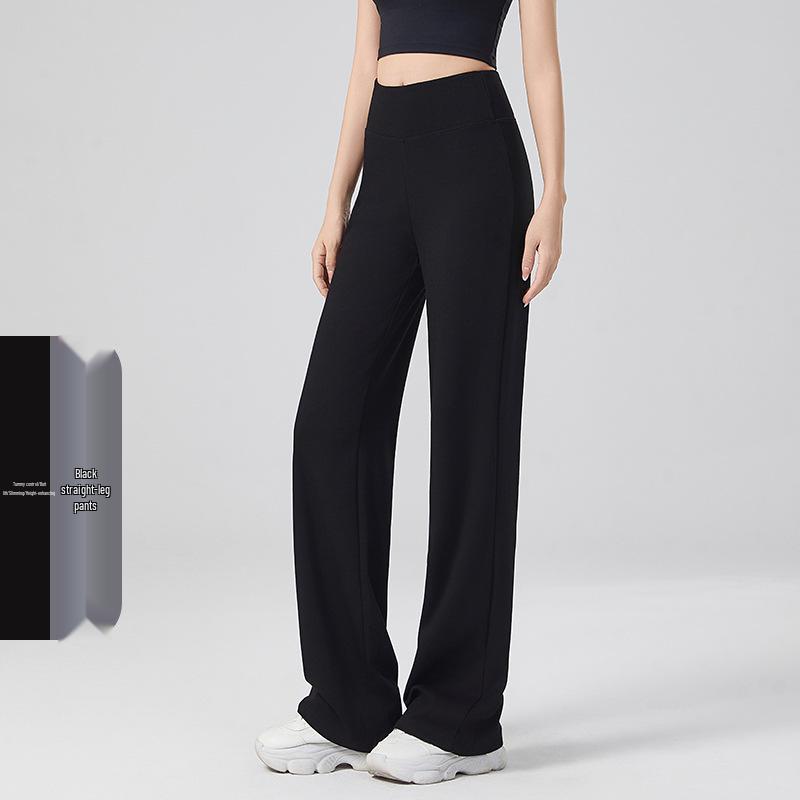 

Женские облегающие черные брюки с высокой посадкой: Коллекция Осень 2025 - Удобная, с контролем живота, носибельная, повседневная, дизайн с прямыми штанинами облегающего кроя M (100-115 jin)