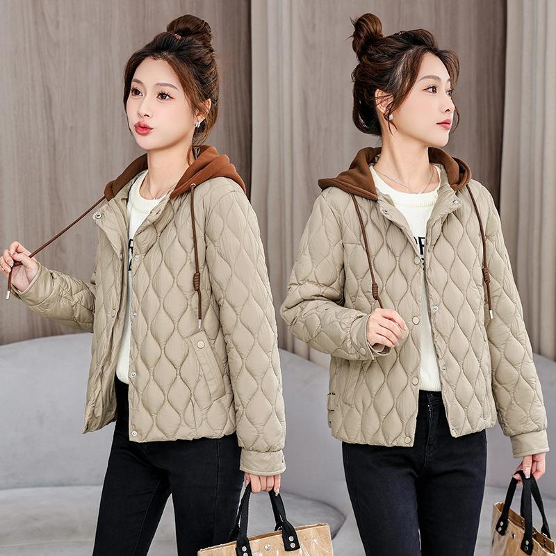 2025 Plus-size Cotton Jacket Women's Short Light Cotton Jacket Women's Winter Small Padded Jacket Diamond Plaid Small Fragrant Jacket