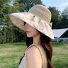 Spring and Summer Grid-like Breathable and Not Stuffy Hat Women's Large Brim Sunshade Sunscreen Hat Fashion Bow Sun Hat