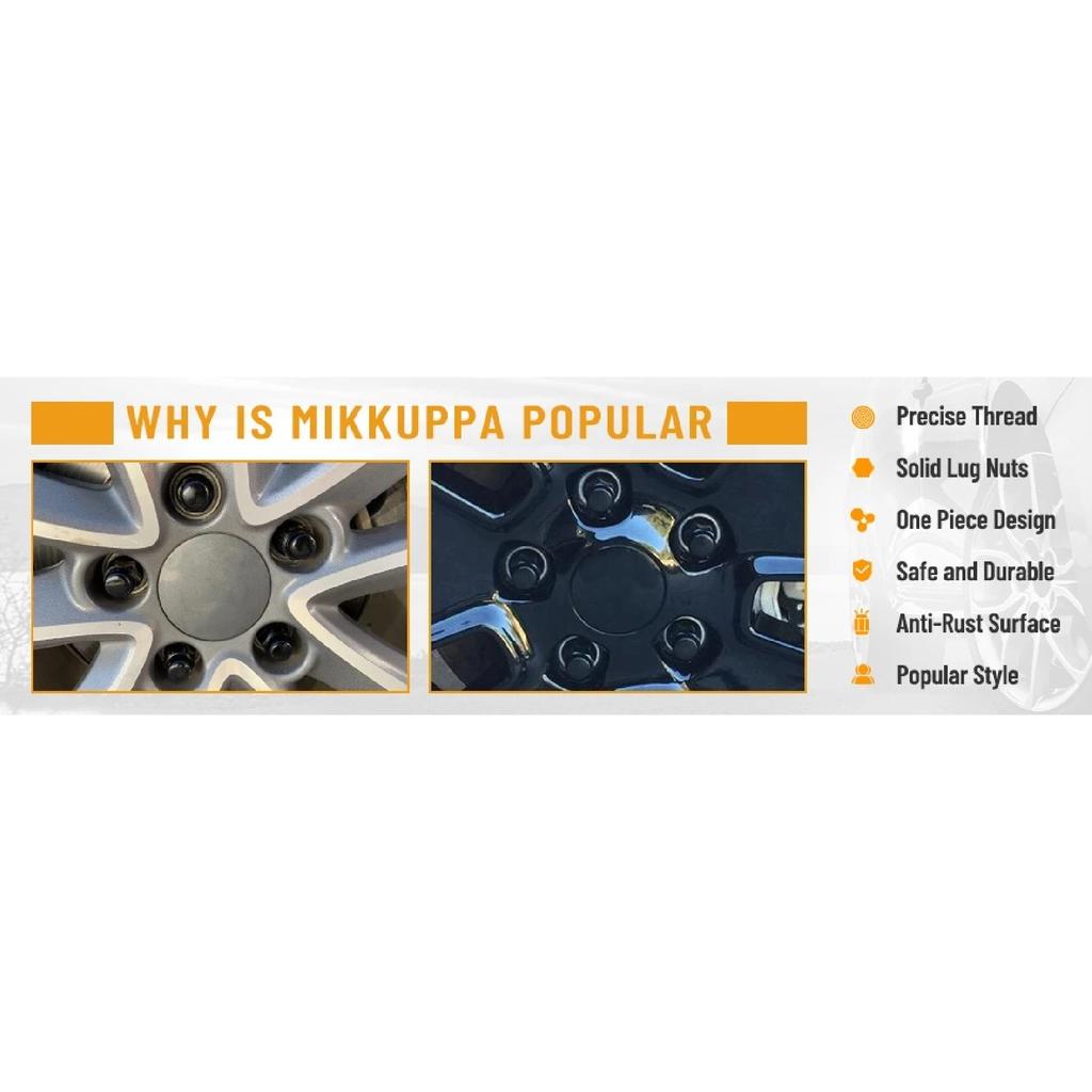 MIKKUPPA 24 KS M14x1,5 Matice kol Černá sada matic kol Náhrada pro Chevrolet Silverado 1500, GMC Sierra, Ford, SUV a Pickup