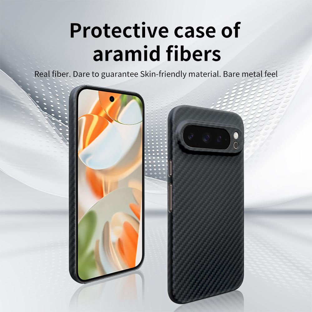 

For Google Pixel 9 Pro Case Anti-Scratch Aramid Fiber Cell Phone Cover (Precise Lens Cutout) Black
