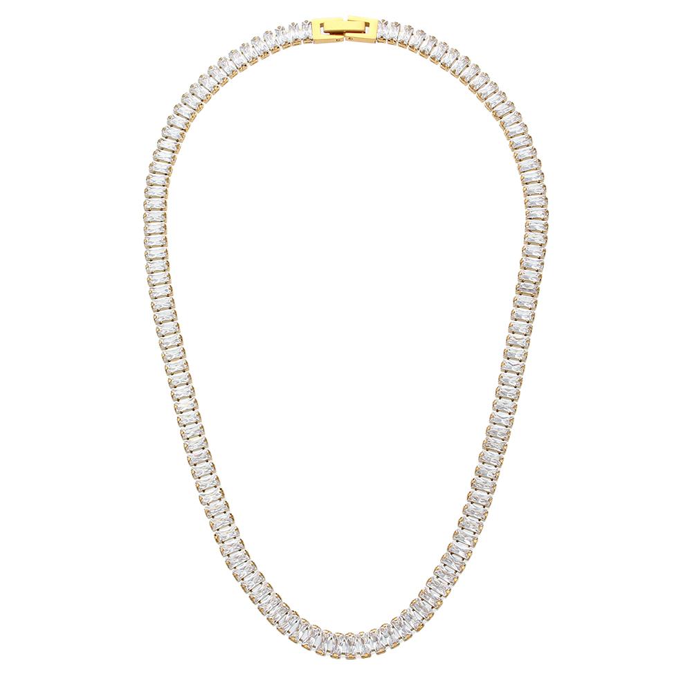 E.B.belle Luxury Christmas Jewelry Gift For Ladies Square Tennis Chain Choker Necklace Green Pink White Black Crystal Necklace