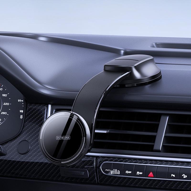 15W Magnetic Car Phone Holder & Wireless Charger with Suction Cup - QI Fast Charging & Navigation Support