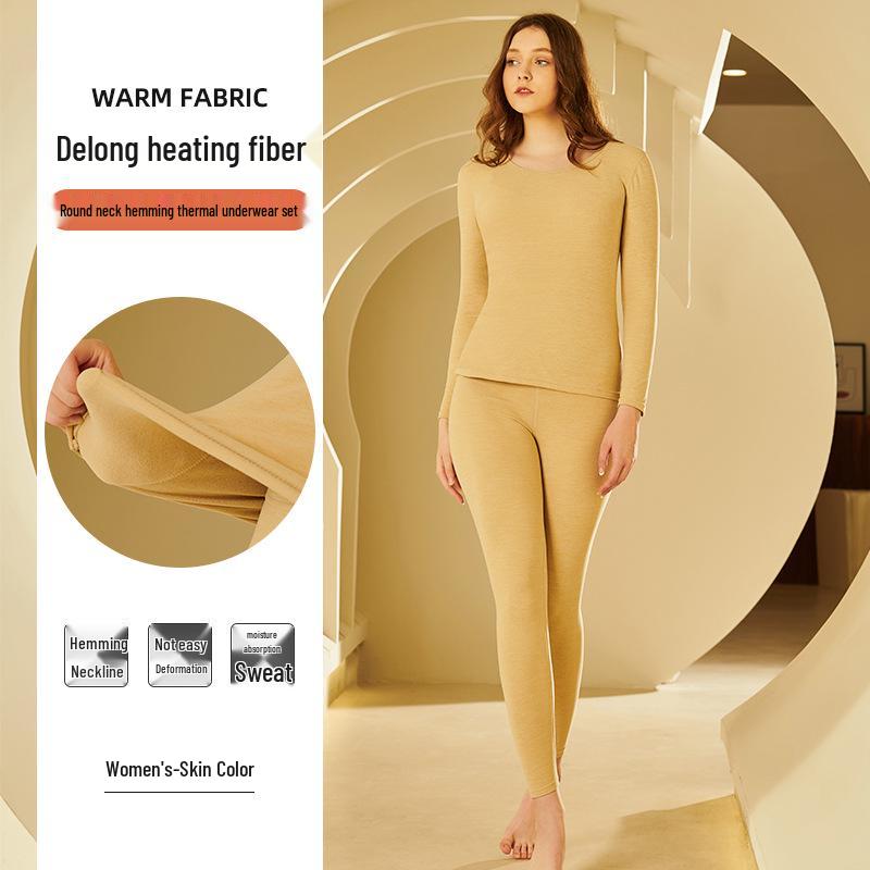 Damski i Męski Zestaw Bielizny Termicznej z Niemieckiego Aksamitu - Bezszwowy, Elastyczny, Okrągły Dekolt, Kolorowy, Dwustronnie Szczotkowany, Odzież Jesienna