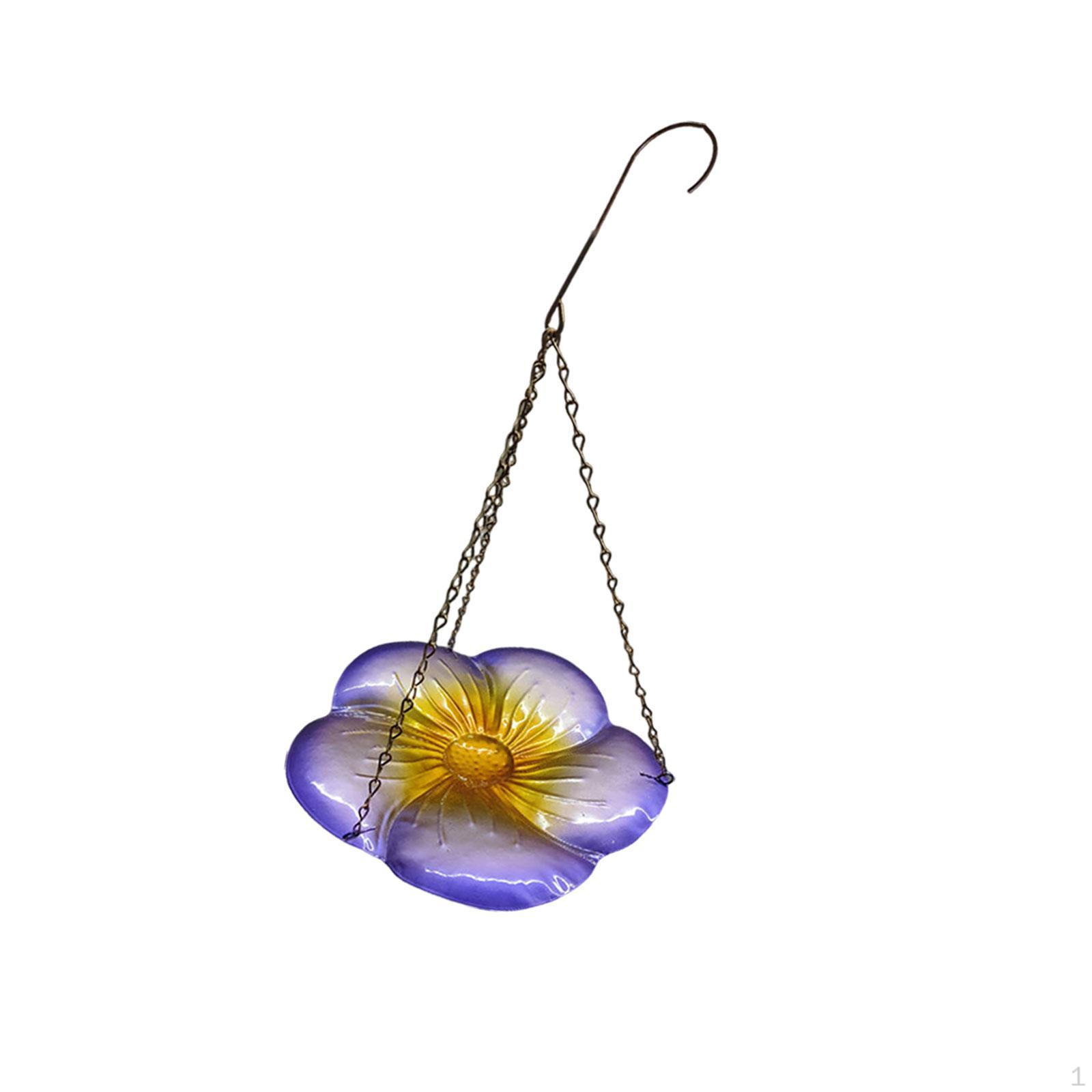 

Bird Bath with Hook, Hanging Birdbath, Feeding Tray for Yard, Outdoor, Backyard Purple Yellow
