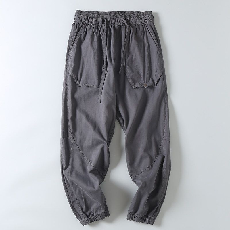 Japanese Retro Workwear Pants for Men, Trendy Brand Loose Jogger Casual Long Pants, Men's Spring and Autumn Pure Cotton Sports Sweatpants