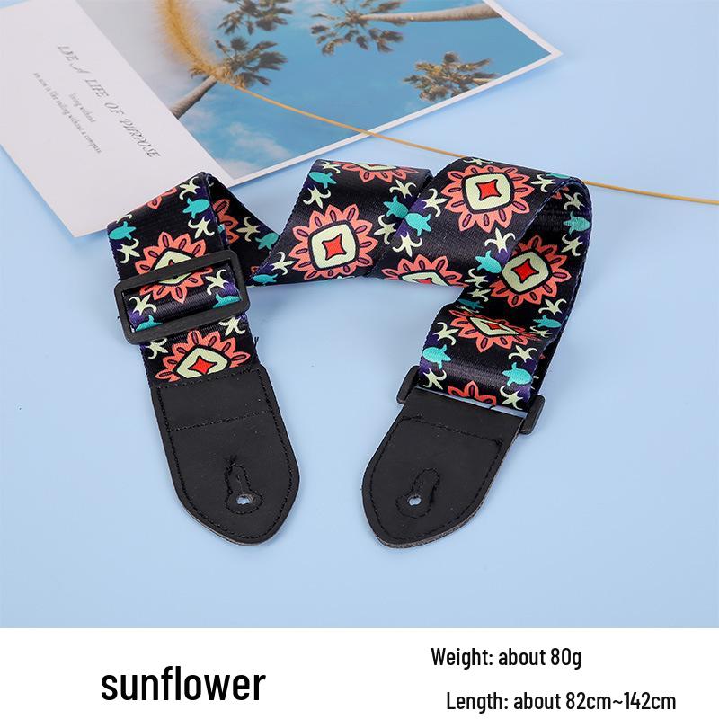 Unisex poszerzany i pogrubiony poliestrowy pasek do gitary/basu - Styl folk, konstrukcja bez dziurkowania