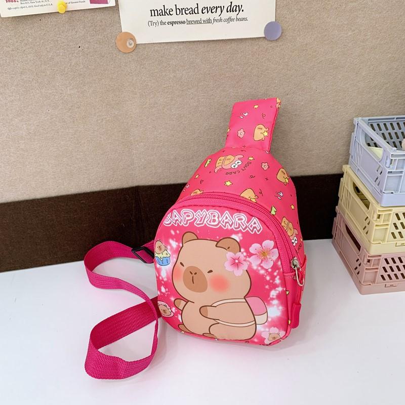 School Bag Cartoon Love Breast Bag New Simple Kapibara Printed Children's Change Bag Oblique Batch