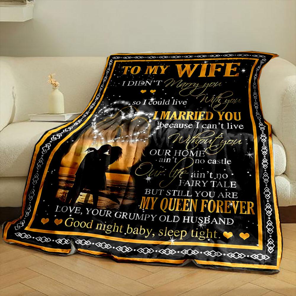 Blanket For Wife Romantic Couple Letter Print bedroom Blanket for Livingroom Couch lunch break Soft throw for Friend's festival Gift