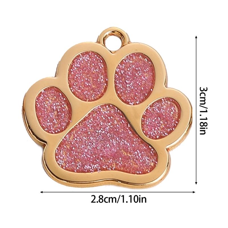 Haustierhalsband Blingbling Anhänger für Hunde Katzen Tierpfotenabdruck Anhänger mit Glitzer Mehrfarbig
