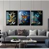Room Cuadros Salon Big Yelloow Butterfly N Print Abstract Golden Blue Butterfly Wall Art Modern Wall Pictures For Living No Frame