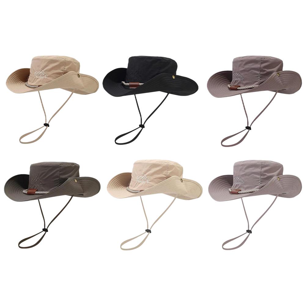 Summer Men's Sunshade Cap Waterproof Quick-drying Breathable Wide Brim Anti-UV Adjustable Outdoor Fishing Hiking Fisherman Hats