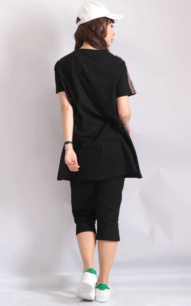 Gold Japan Plus Size Short Striped Solid Korean Black Women's Nightwear/Loungewear Set, Sleeves, Pants, Color, Style, Goldy-476, 6L,