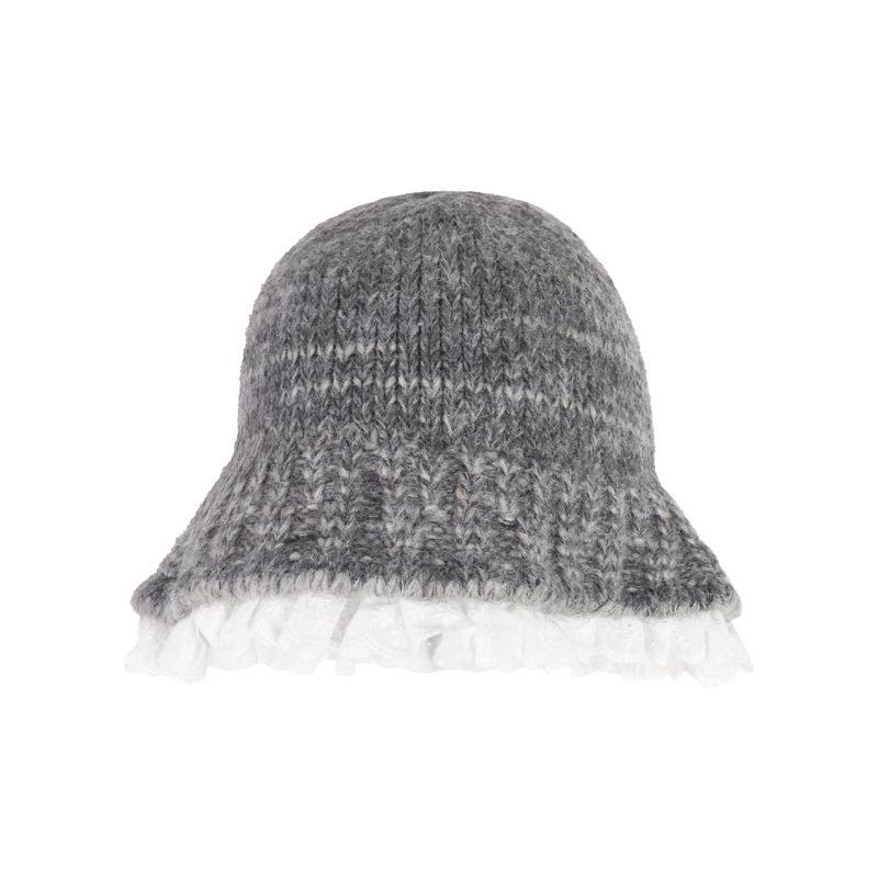 Autumn and Winter Lace Knitted Fisherman's Hat Children Sweet and Warm Versatile Face Small Wool Pot Hat Tide