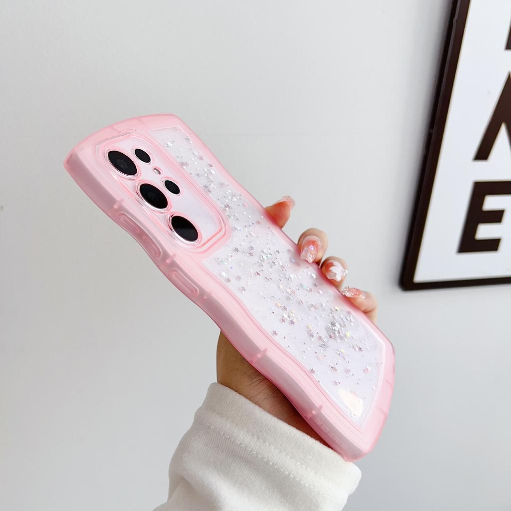 Suitable for Samsung S25 Ultra Mobile Phone Case A55 Drop Glitter Powder S24FE Wavy Pattern A35 Protective Case