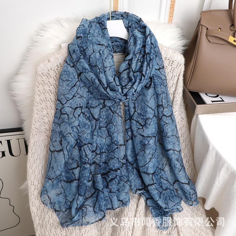 

Квадратный шарф, Хлопково-льняной шарф, Шелковый шарф, Универсальный тонкий шарф One Size синий