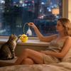 Long Pole Cat Teaser Wand Toy Rotating Feather Bell Treat Dispenser Catnip Wobble Puzzle Ball For Indoor Cat Exercise