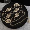 Hanging Rhinestone-plated Pearl Inlaid Metal Waist Chain Bohemian Retro Hollow Engraved Alloy Belt Vacation Match