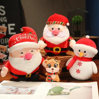 Brinquedos de Pelúcia 3D Fofos Papai Noel Boneco de Neve Alce Vovó Rena Brinquedos de Pelúcia Macios Recheados Almofada de Natal Pelúcia Presente Decoração de Natal